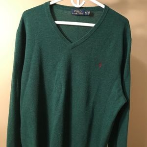 Polo Ralph Lauren Wool V Neck Sweater Sze XL Green